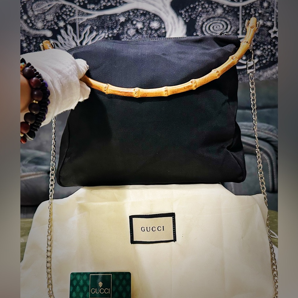Vintage Gucci soho shoulder bag Black Bag with Bamboo Accent - Picture 16 of 17